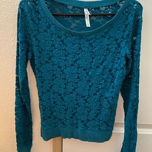 Aeropostale floral mesh long sleeve top